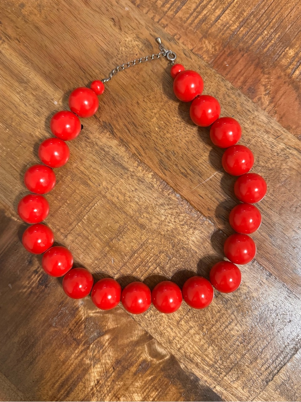 Vintage Bright Red Bead Necklace - Women Jewelry ( Chunky Necklace ❣️)